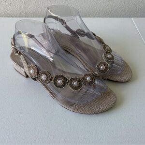 Adrianna Papell Daisy Jeweled Cross Strap Sandals Size 8‎ Prom Wedding Cruise